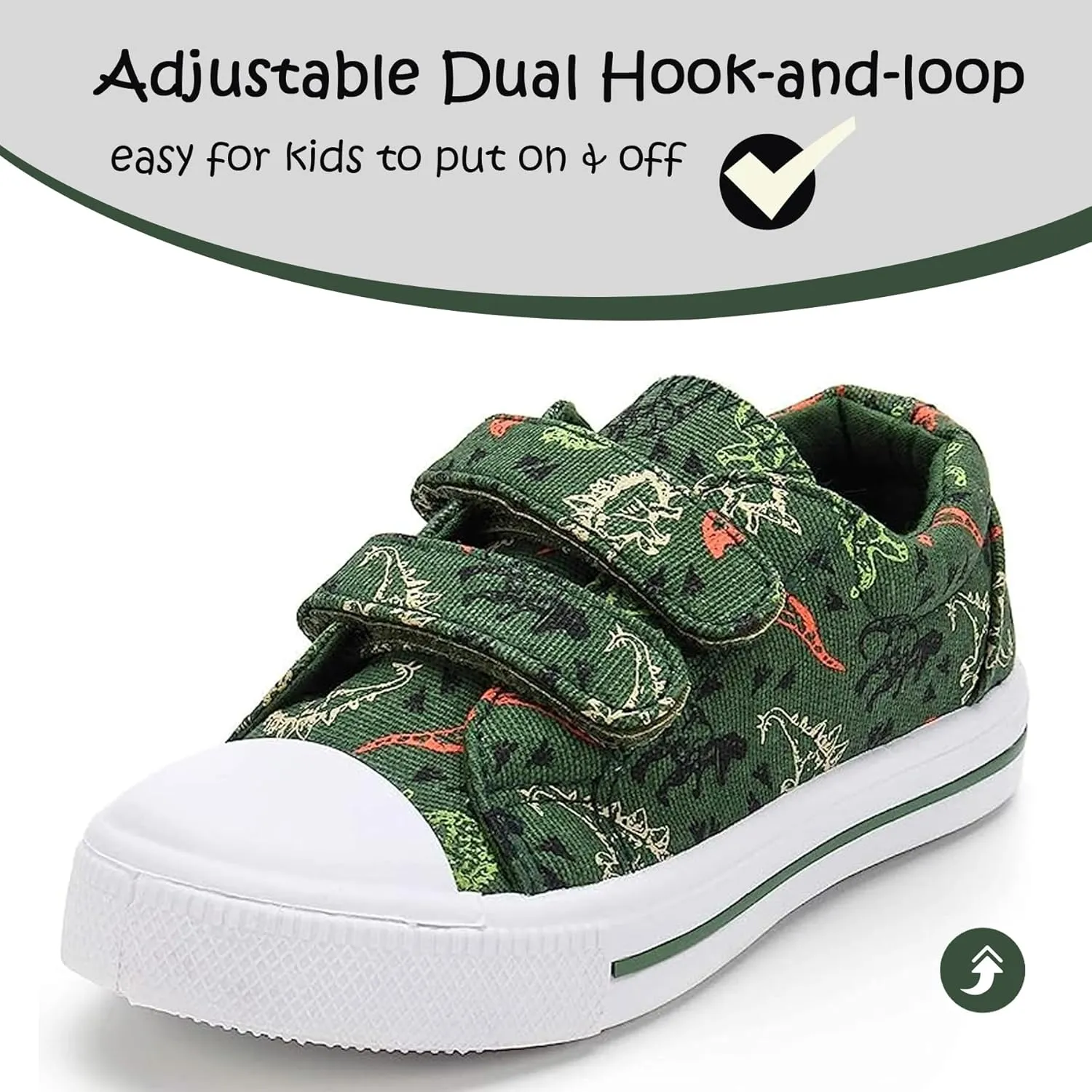 K KomForme Toddler Boys & Girls Shoes Kids Canvas Sneakers with Cartoon Dual Hook and Loops