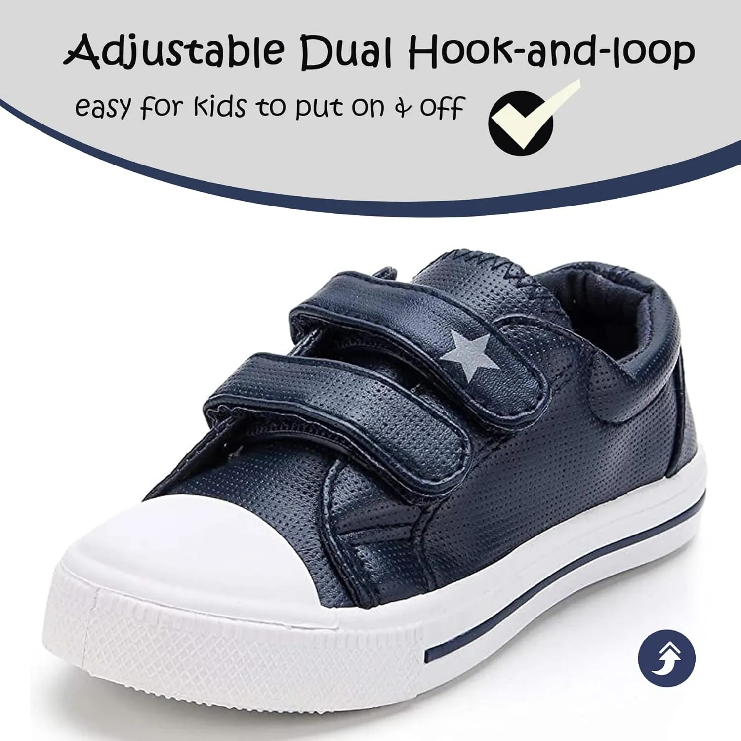 K KomForme Toddler Boys & Girls Shoes Kids Canvas Sneakers with Cartoon Dual Hook and Loops