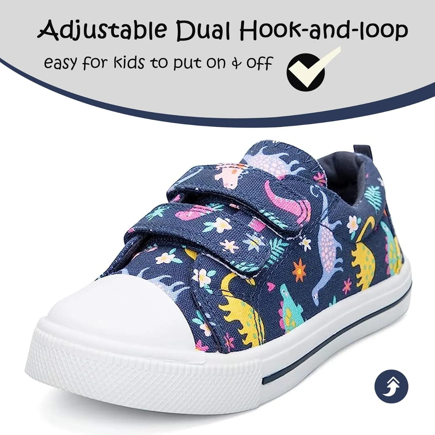 K KomForme Toddler Boys & Girls Shoes Kids Canvas Sneakers with Cartoon Dual Hook and Loops