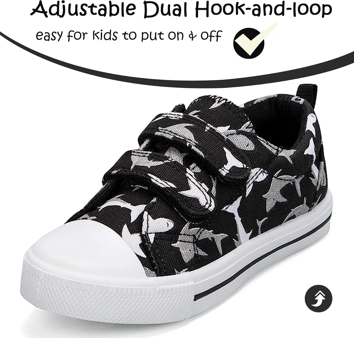 K KomForme Toddler Boys & Girls Shoes Kids Canvas Sneakers with Cartoon Dual Hook and Loops