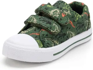 K KomForme Toddler Boys & Girls Shoes Kids Canvas Sneakers with Cartoon Dual Hook and Loops