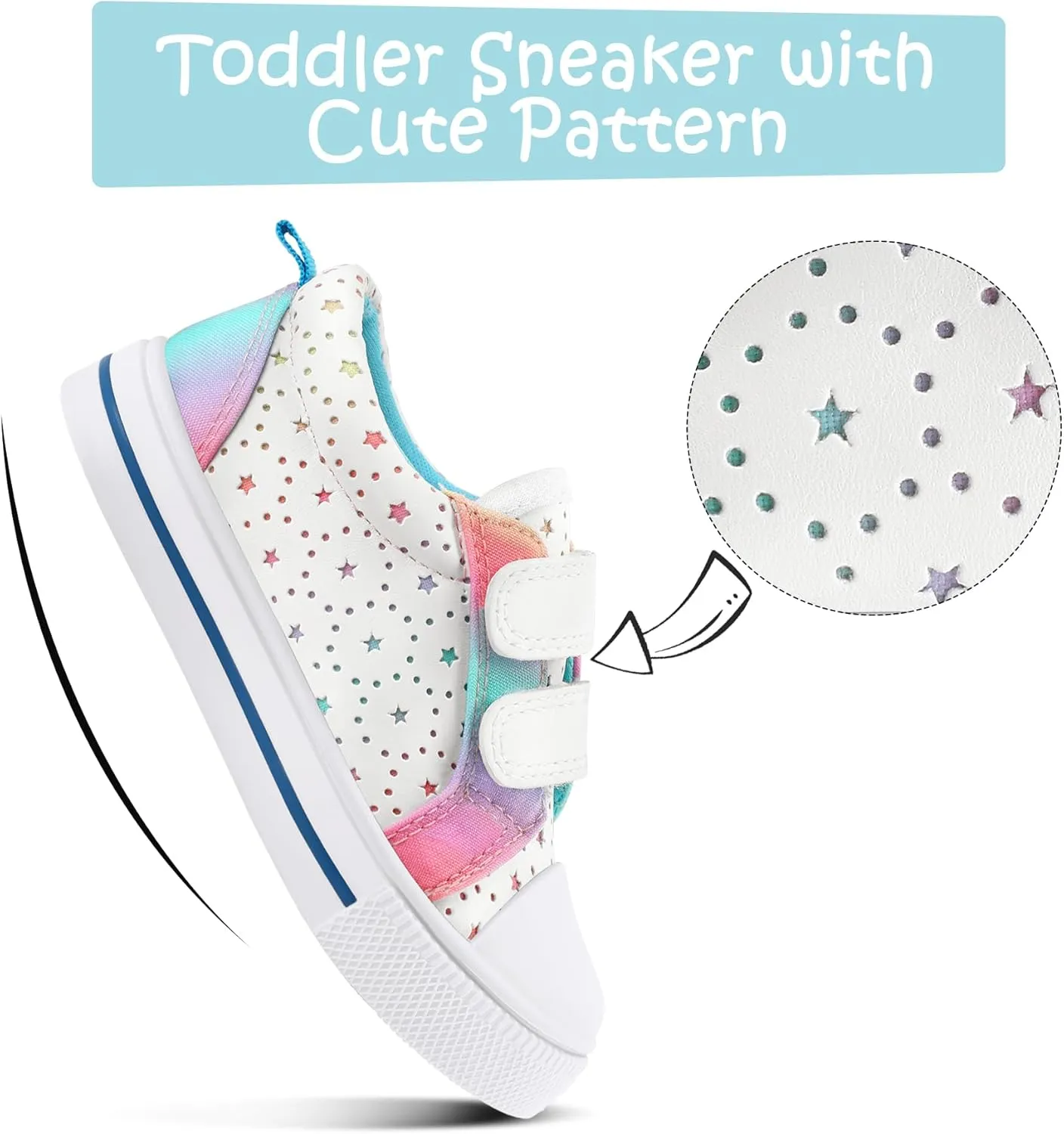 K KomForme Toddler Boys & Girls Shoes Kids Canvas Sneakers with Cartoon Dual Hook and Loops