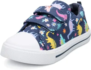 K KomForme Toddler Boys & Girls Shoes Kids Canvas Sneakers with Cartoon Dual Hook and Loops