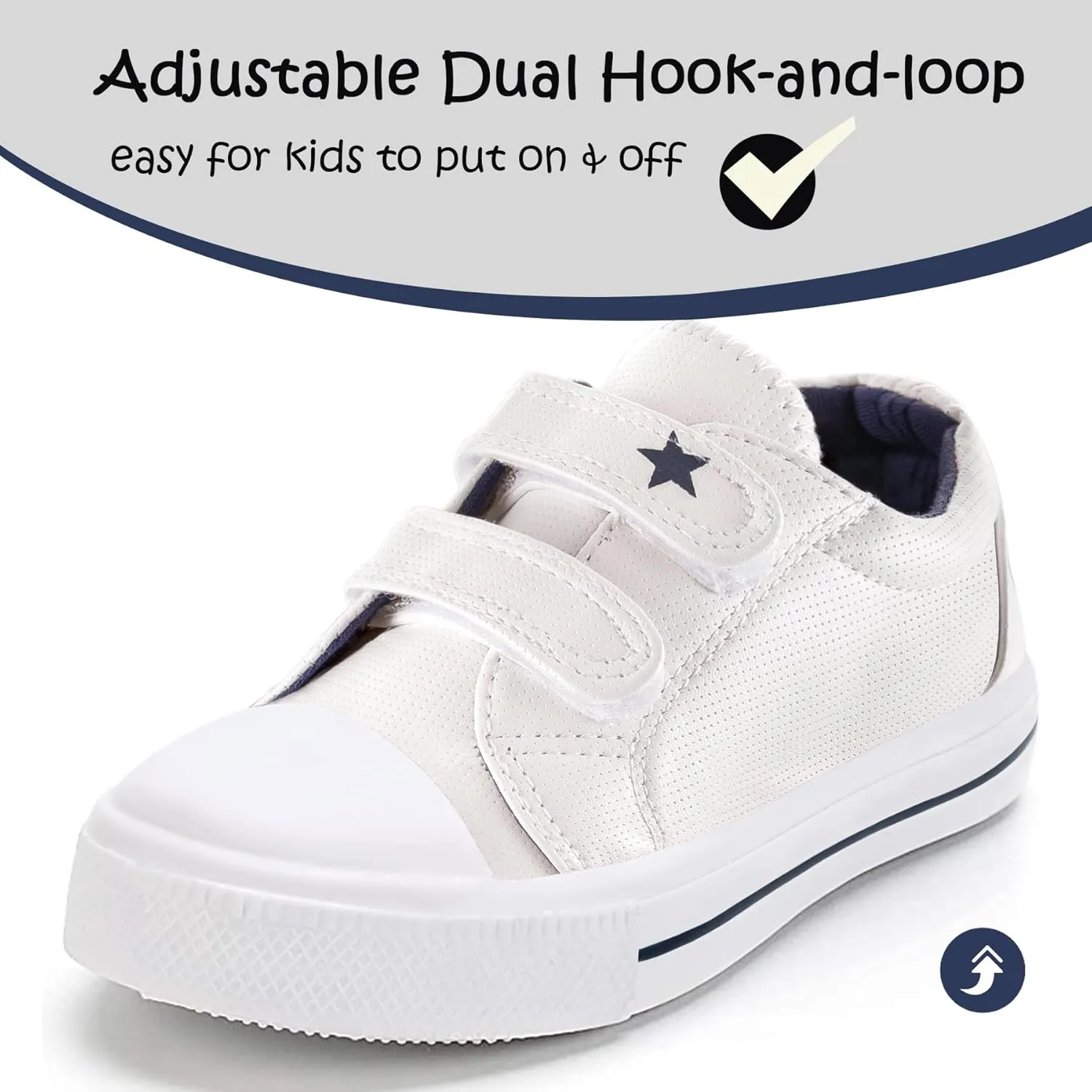 K KomForme Toddler Boys & Girls Shoes Kids Canvas Sneakers with Cartoon Dual Hook and Loops