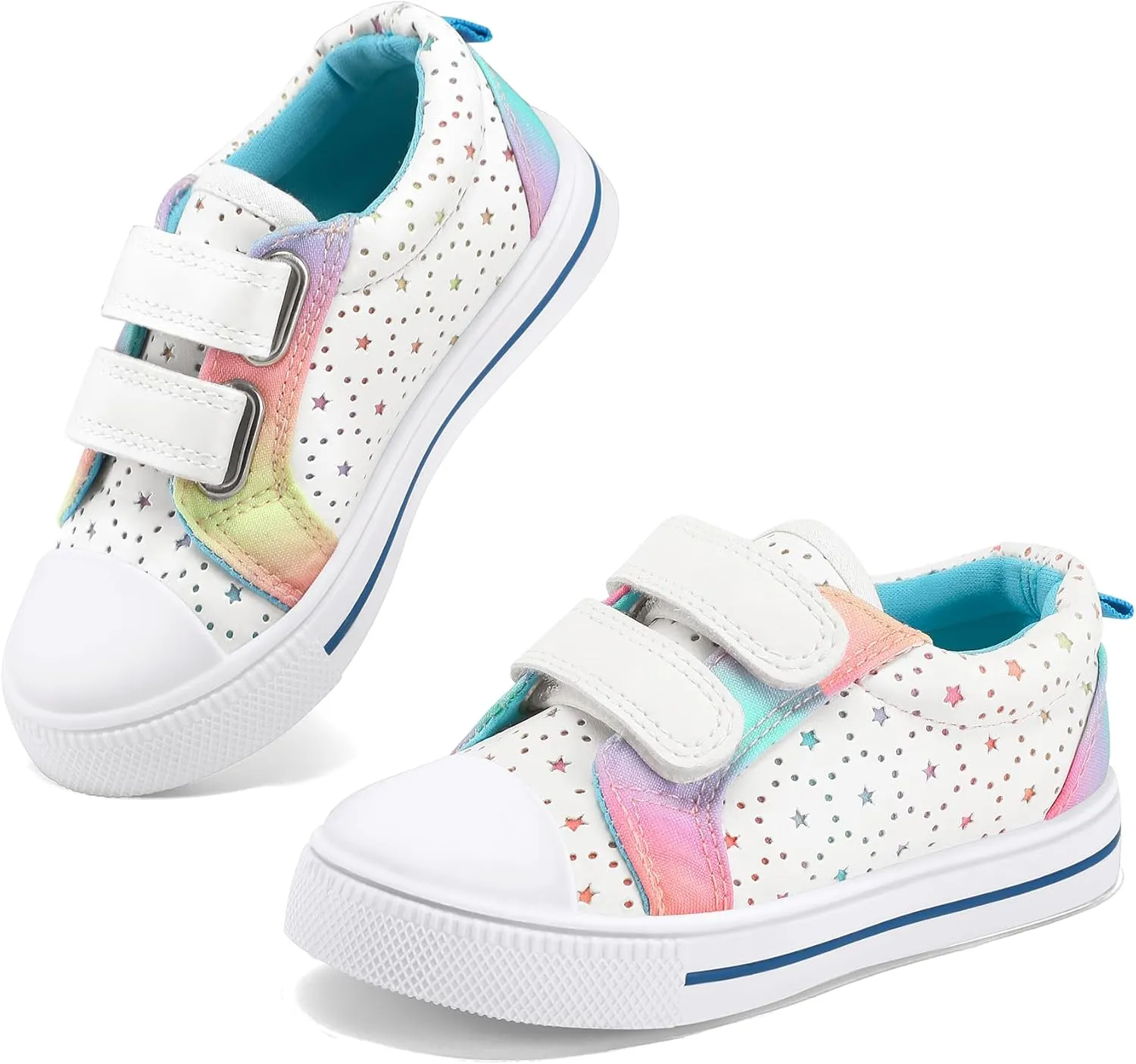 K KomForme Toddler Boys & Girls Shoes Kids Canvas Sneakers with Cartoon Dual Hook and Loops