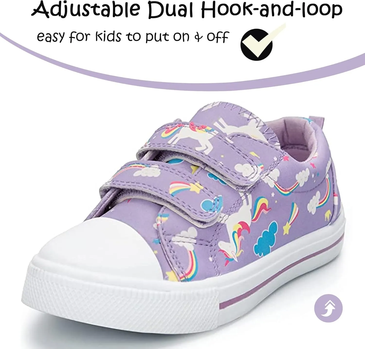 K KomForme Toddler Sneakers for Boys and Girls Dual Hook and Loops Sneakers Baby Canvas Shoes