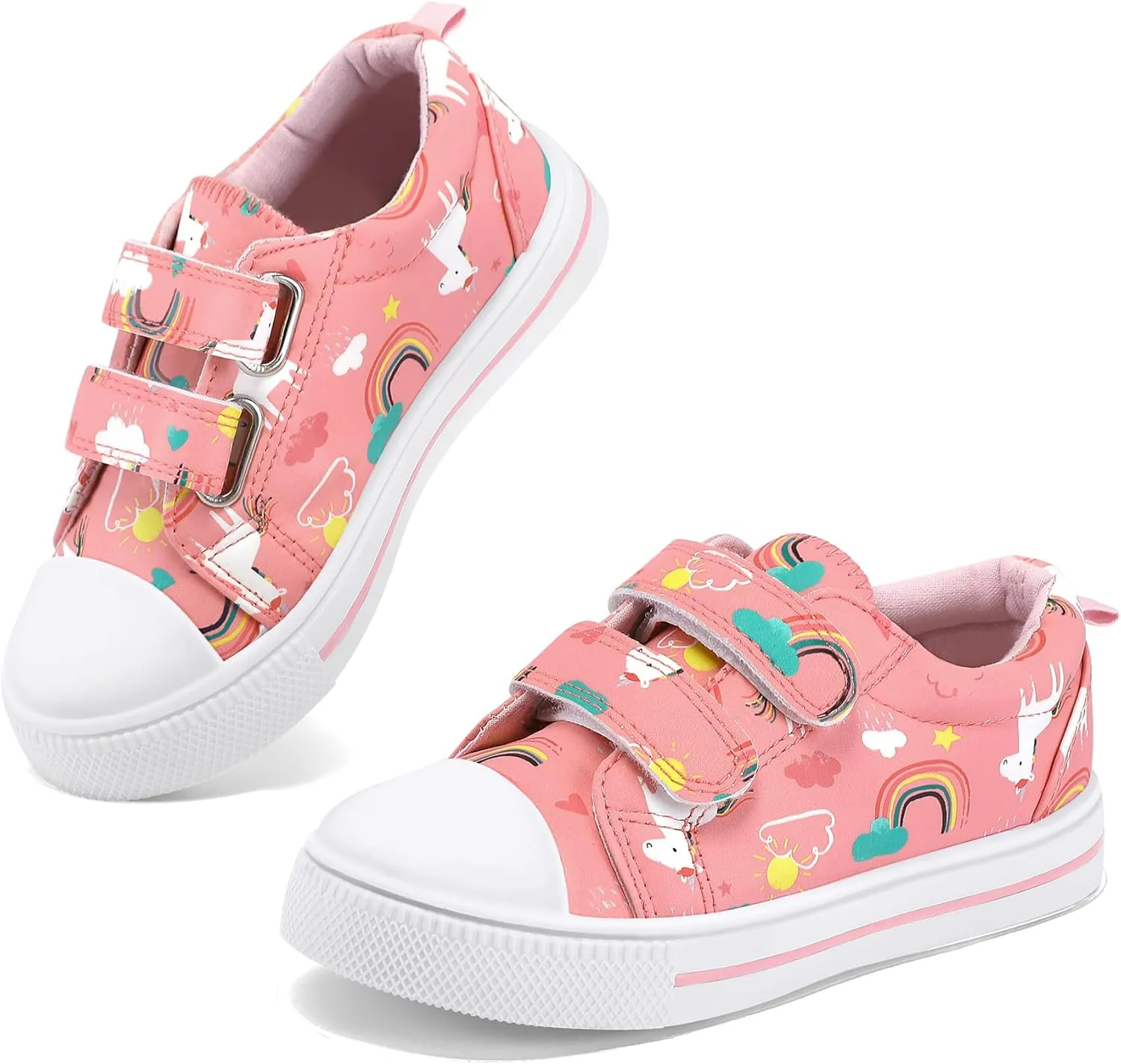 K KomForme Toddler Sneakers for Boys and Girls Dual Hook and Loops Sneakers Baby Canvas Shoes