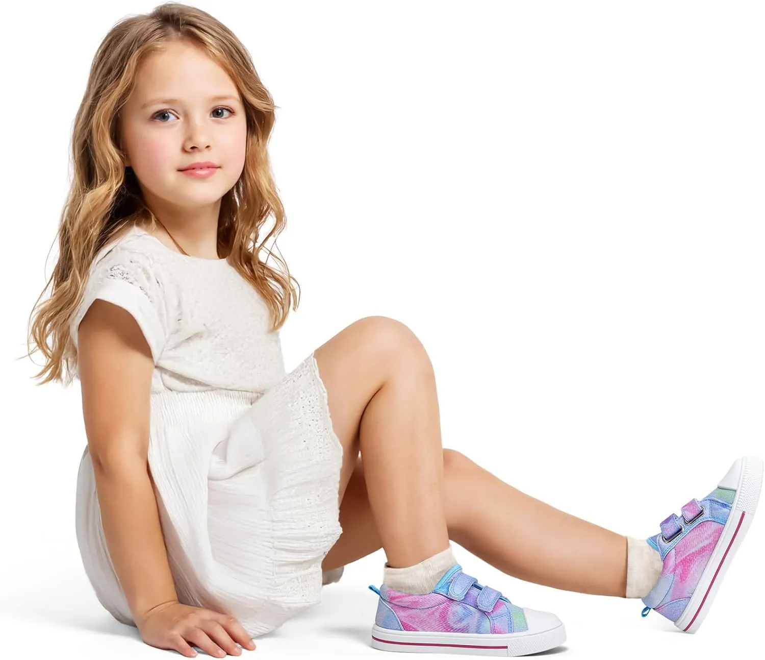 K KomForme Toddler Sneakers for Boys and Girls Dual Hook and Loops Sneakers Baby Canvas Shoes