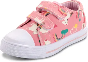 K KomForme Toddler Sneakers for Boys and Girls Dual Hook and Loops Sneakers Baby Canvas Shoes