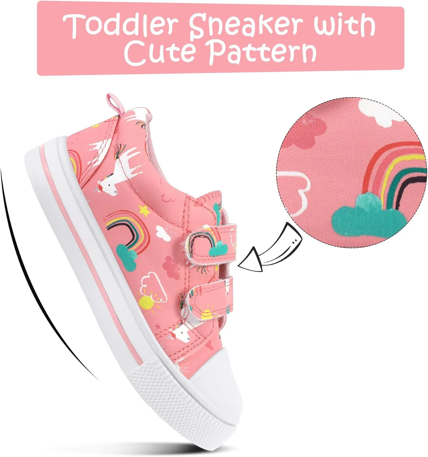K KomForme Toddler Sneakers for Boys and Girls Dual Hook and Loops Sneakers Baby Canvas Shoes