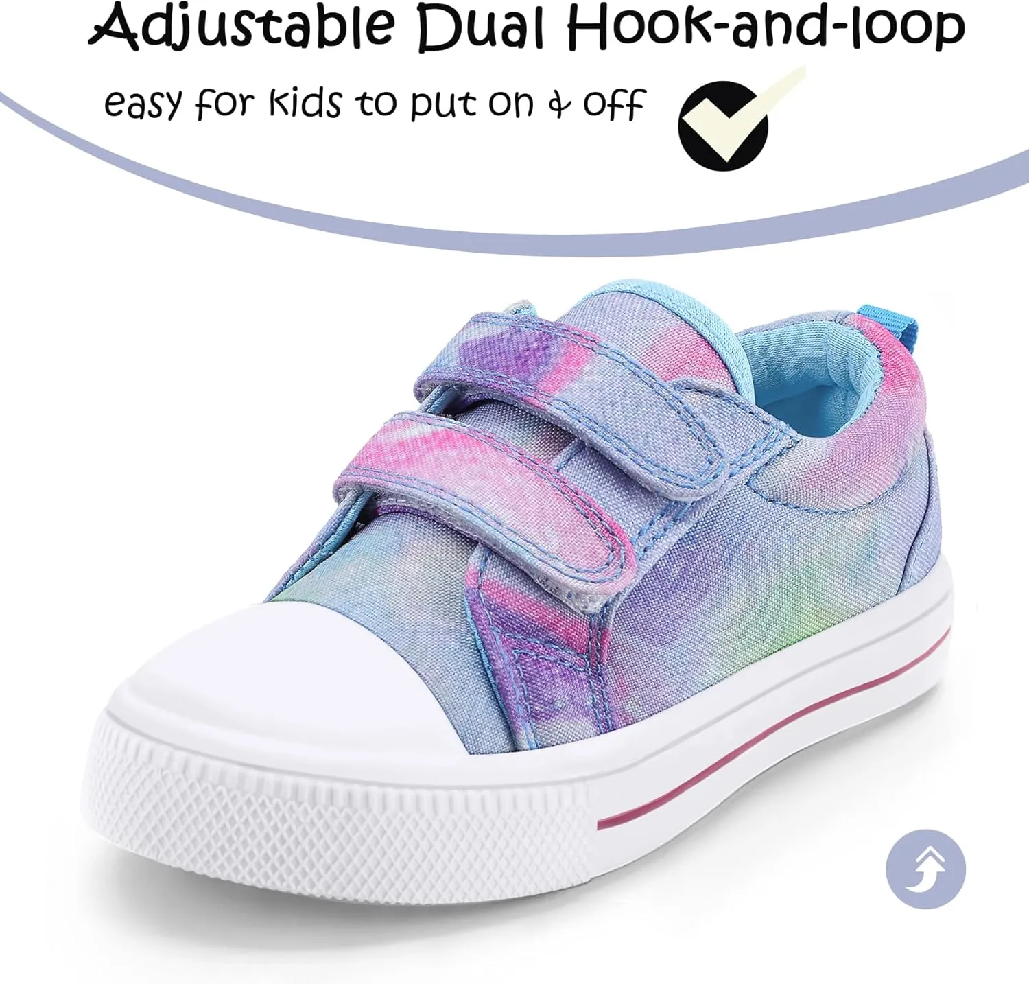 K KomForme Toddler Sneakers for Boys and Girls Dual Hook and Loops Sneakers Baby Canvas Shoes