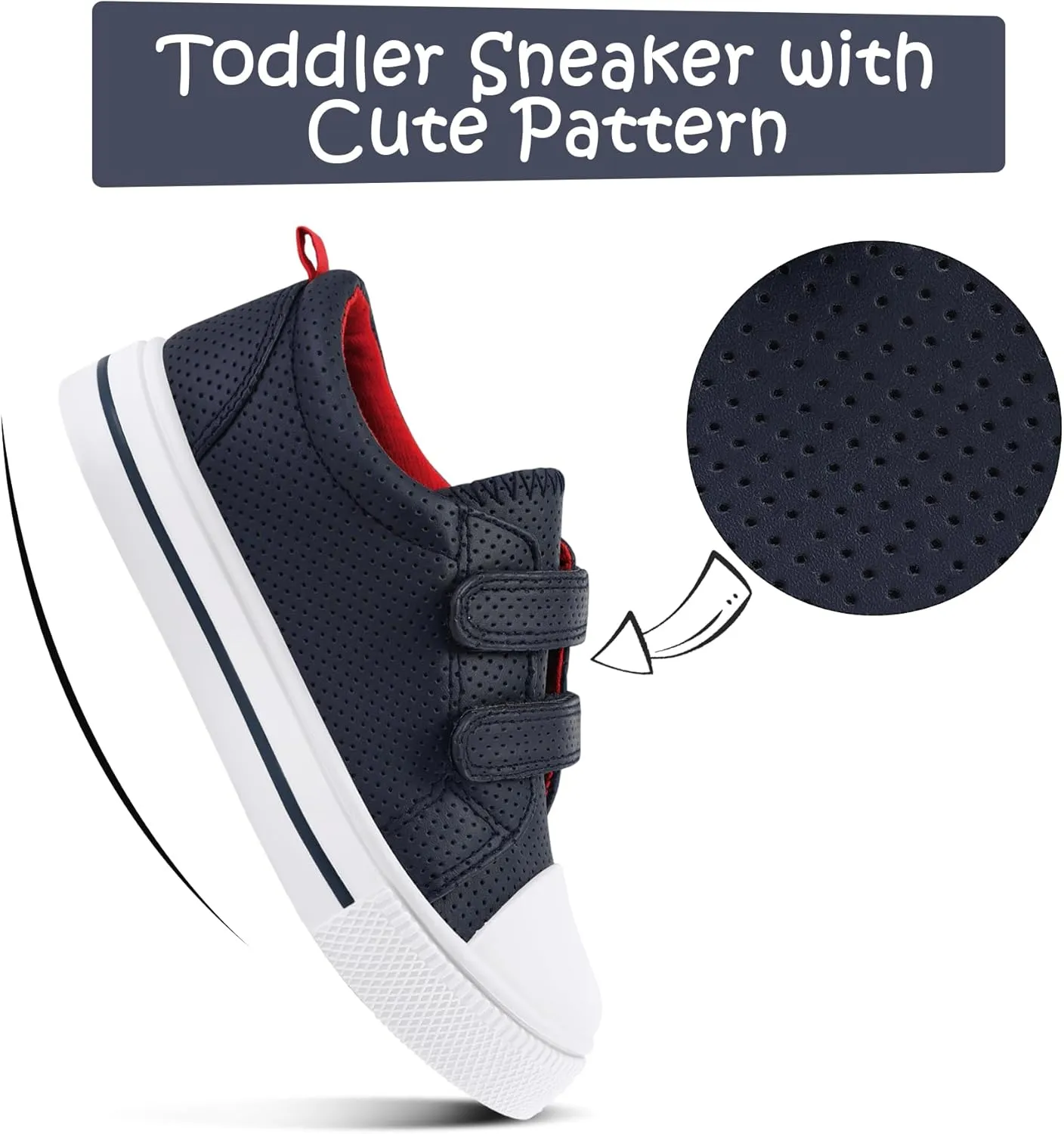 K KomForme Toddler Sneakers for Boys and Girls Dual Hook and Loops Sneakers Baby Canvas Shoes