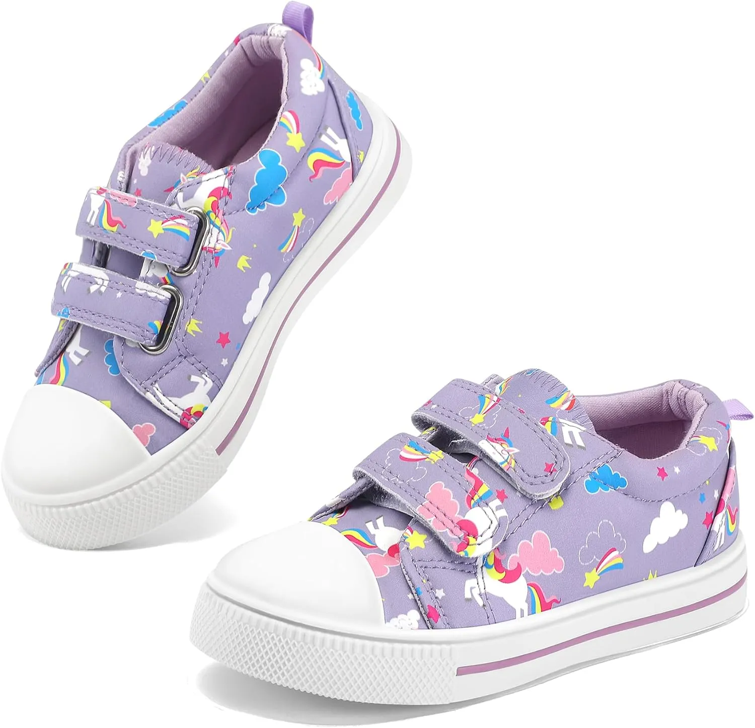 K KomForme Toddler Sneakers for Boys and Girls Dual Hook and Loops Sneakers Baby Canvas Shoes
