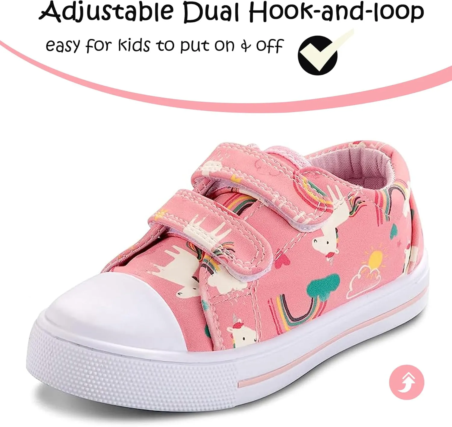 K KomForme Toddler Sneakers for Boys and Girls Dual Hook and Loops Sneakers Baby Canvas Shoes