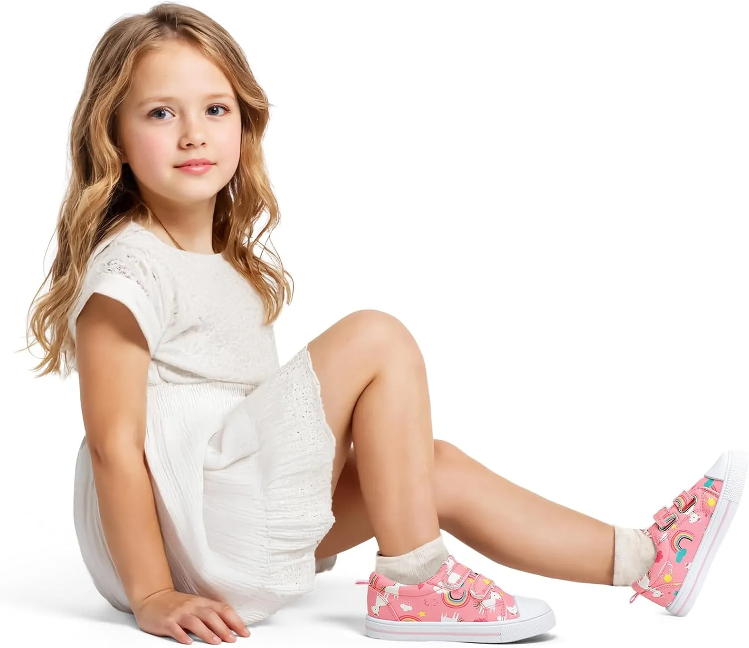 K KomForme Toddler Sneakers for Boys and Girls Dual Hook and Loops Sneakers Baby Canvas Shoes