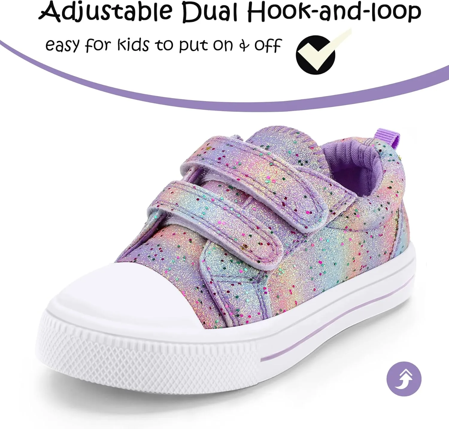 K KomForme Toddler Sneakers for Boys and Girls Dual Hook and Loops Sneakers Baby Canvas Shoes