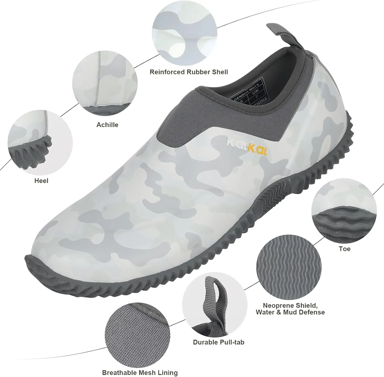Kalkal Unisex Waterproof Garden Shoes, Men's Garden Boots,Women's Rain Shoes, Neoprene Rubber Footwear for Camping, Lawn Care, Gardening, Car Wash and Yard Work(Size 6-14)