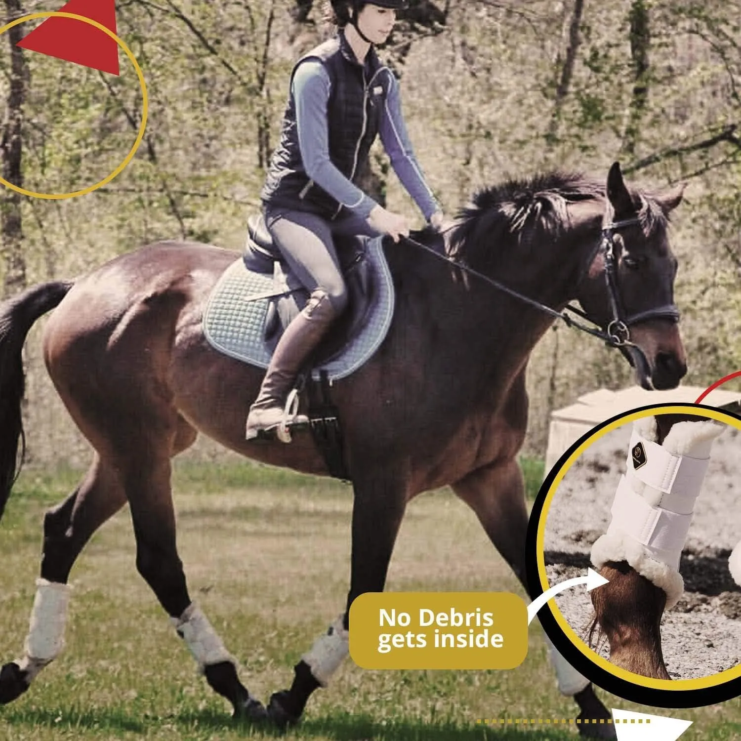 Kavallerie Dressage Horses Boots: Fleece-Lined Faux Leather Woof Brushing Boots for Training, Jumping, Riding, Eventing - Quick Wear for Breathable, Lightweight & Impact-Absorbing Wrap