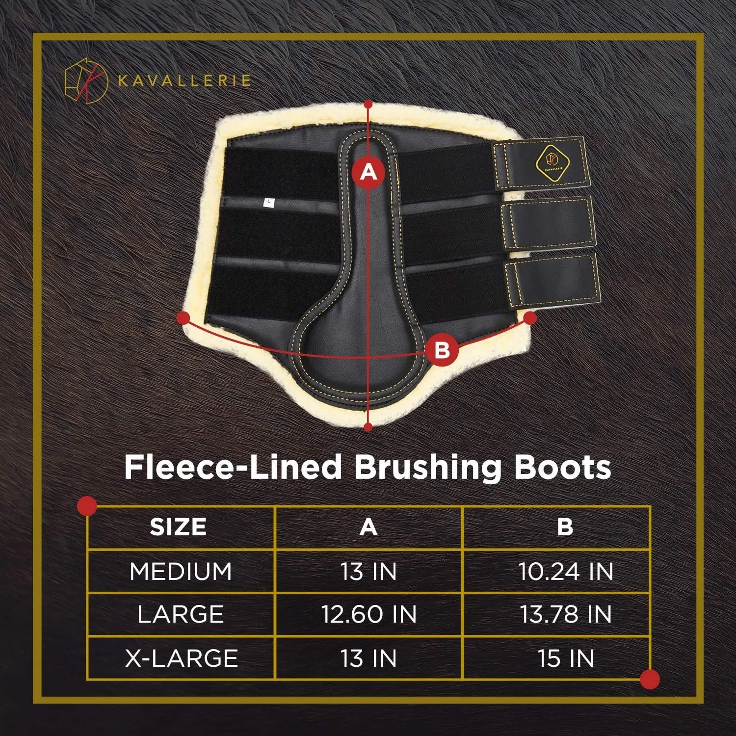 Kavallerie Dressage Horses Boots: Fleece-Lined Faux Leather Woof Brushing Boots for Training, Jumping, Riding, Eventing - Quick Wear for Breathable, Lightweight & Impact-Absorbing Wrap