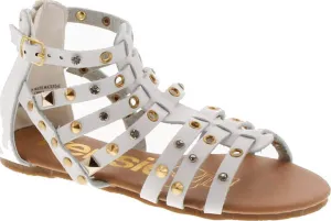 kensie Girl Brand Fashion Gladiator Sandal With Studs,White,12
