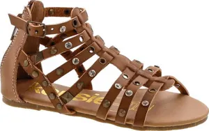 kensie Girl Brand Fashion Gladiator Sandals With Studs,Brown,11