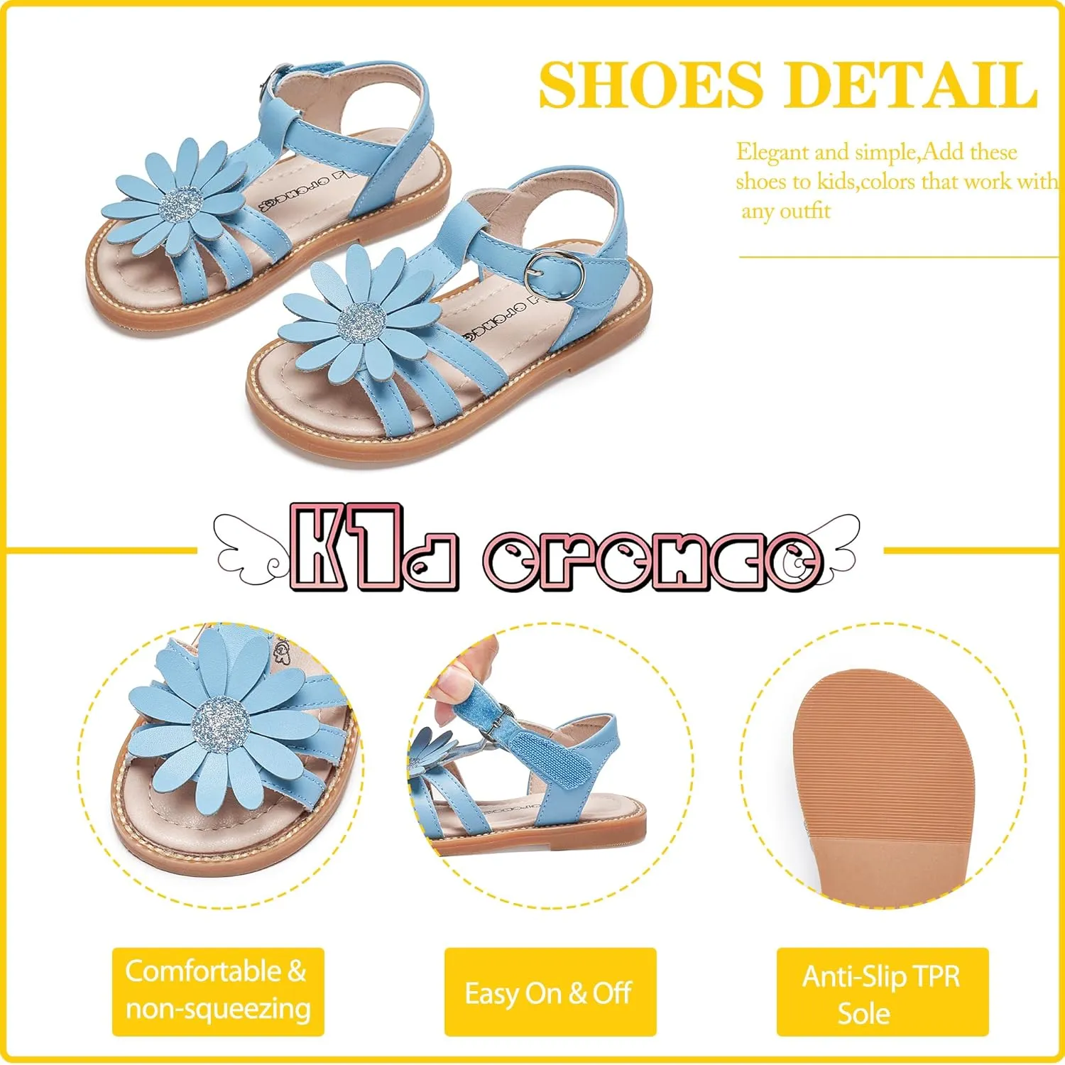 Kiderence Toddler Girls Sandals Little Girls Kids Summer Shoes Toddler Sandals