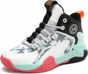 Kids Basketball Shoes Boys Cushion Sneakers Non-Slip Outdoor Sports Shoes Comfortable Girls Lightweight Breathable Walking Running Shoes Tennis Sneakers