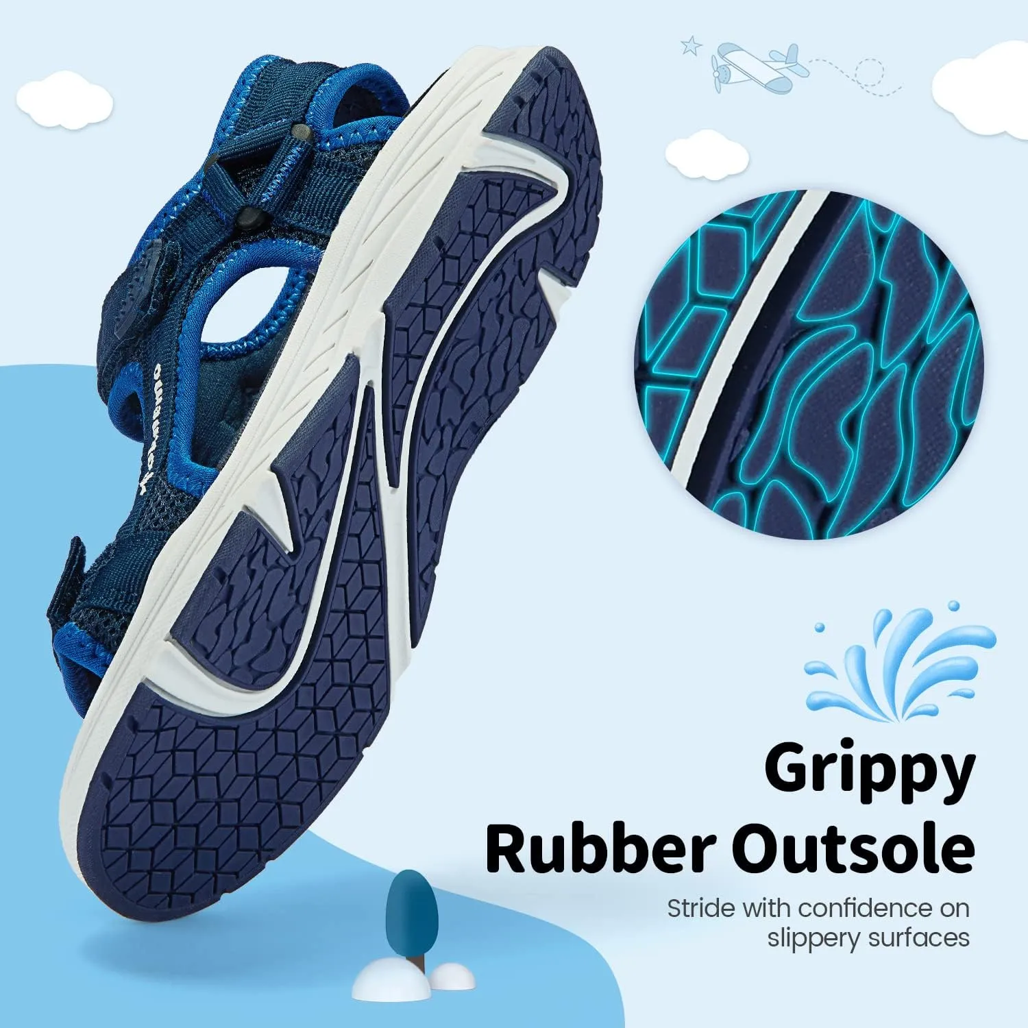 Kids Sandals Boys Girls Athletic Sports Summer Sandals Unisex Open Toe Water Shoes for Beach Hiking Outdoors (Little Kids/Big Kids)
