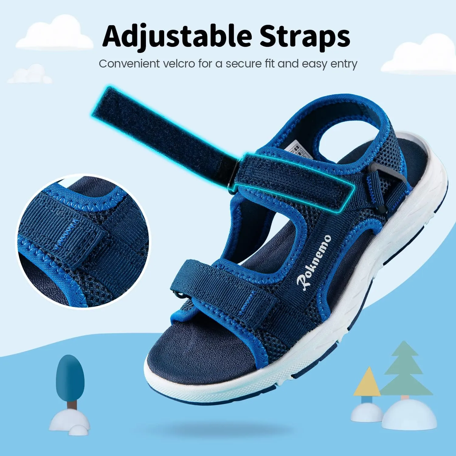 Kids Sandals Boys Girls Athletic Sports Summer Sandals Unisex Open Toe Water Shoes for Beach Hiking Outdoors (Little Kids/Big Kids)