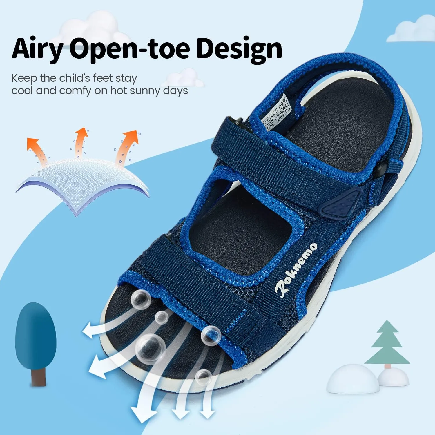 Kids Sandals Boys Girls Athletic Sports Summer Sandals Unisex Open Toe Water Shoes for Beach Hiking Outdoors (Little Kids/Big Kids)
