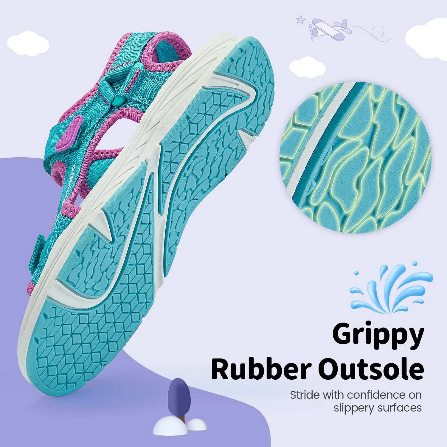 Kids Sandals Boys Girls Athletic Sports Summer Sandals Unisex Open Toe Water Shoes for Beach Hiking Outdoors (Little Kids/Big Kids)