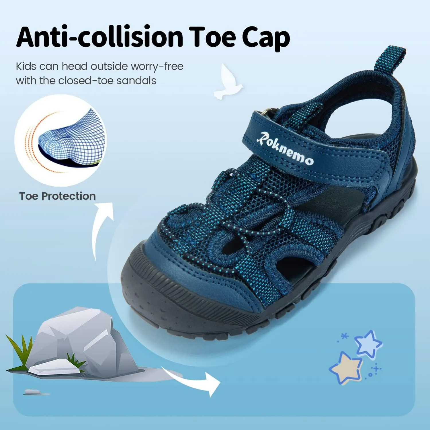 Kids Sandals for Boys & Girls - Athletic Closed-Toe Toddler Water Shoes - Perfect for Summer Beach Hiking Outdoor Sports Unisex Child Sandals (Toddler/Little Kid)