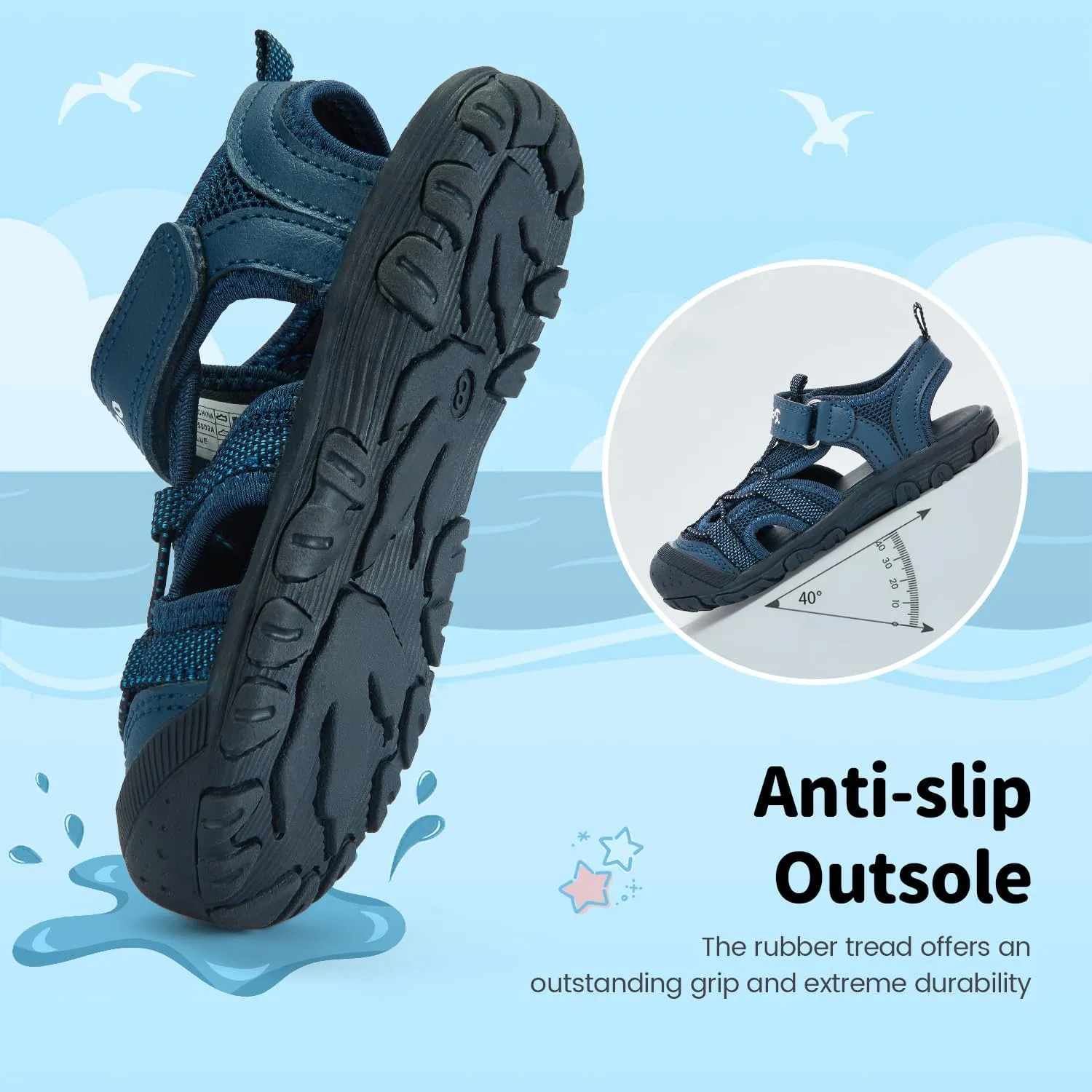 Kids Sandals for Boys & Girls - Athletic Closed-Toe Toddler Water Shoes - Perfect for Summer Beach Hiking Outdoor Sports Unisex Child Sandals (Toddler/Little Kid)