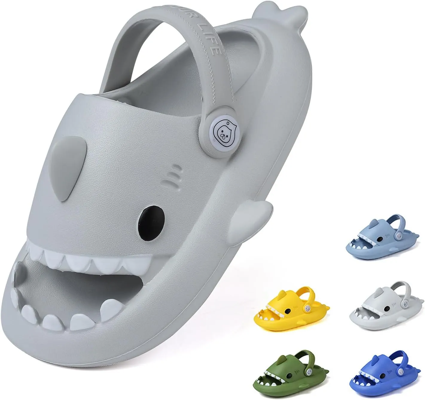 Kids Shark Slides, Shark Slippers for Kids Boys Girls, Cloud Pillow Slides with Thick Sole, Soft, Non-slip
