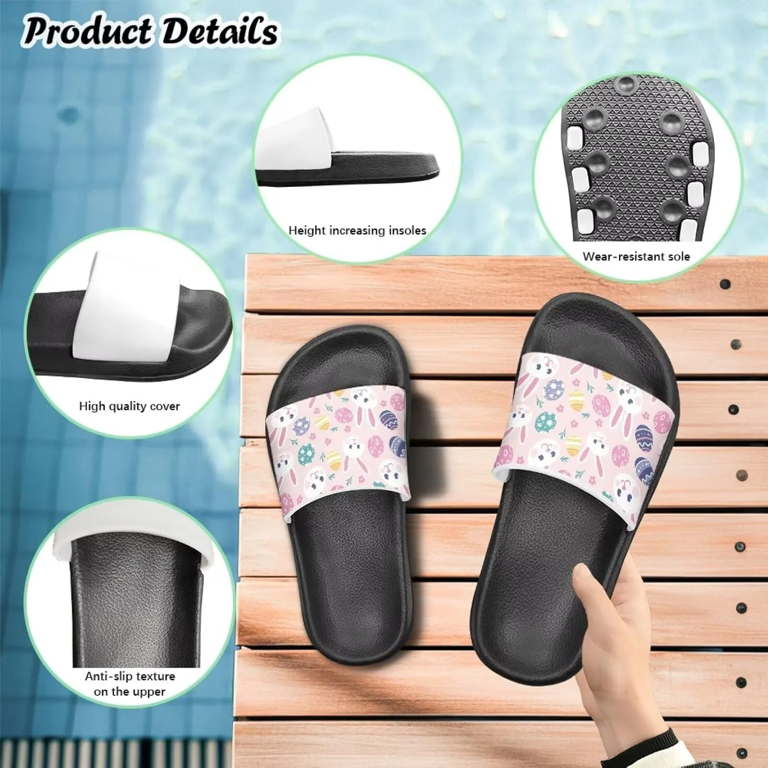 Kids Slides Slipper Anti Slip Open Toe Summer Beach Sandals for Boys Girls Soft and Comfy