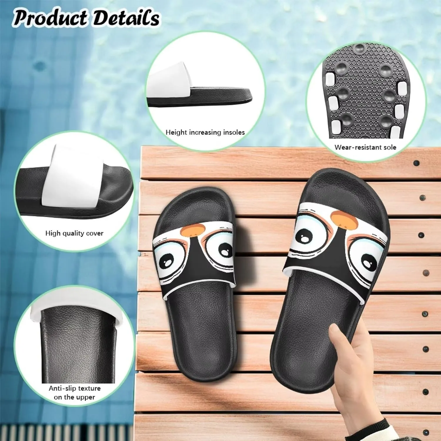 Kids Slides Slipper Anti Slip Open Toe Summer Beach Sandals for Boys Girls Soft and Comfy
