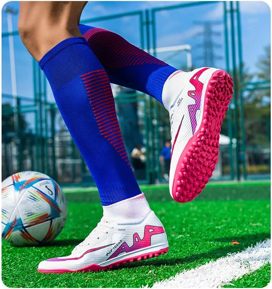 Kids Soccer Shoes Indoor Futsal Turf Big Boys Soccer Cleats Youths TF High-Top Football Boots for Athletic Training