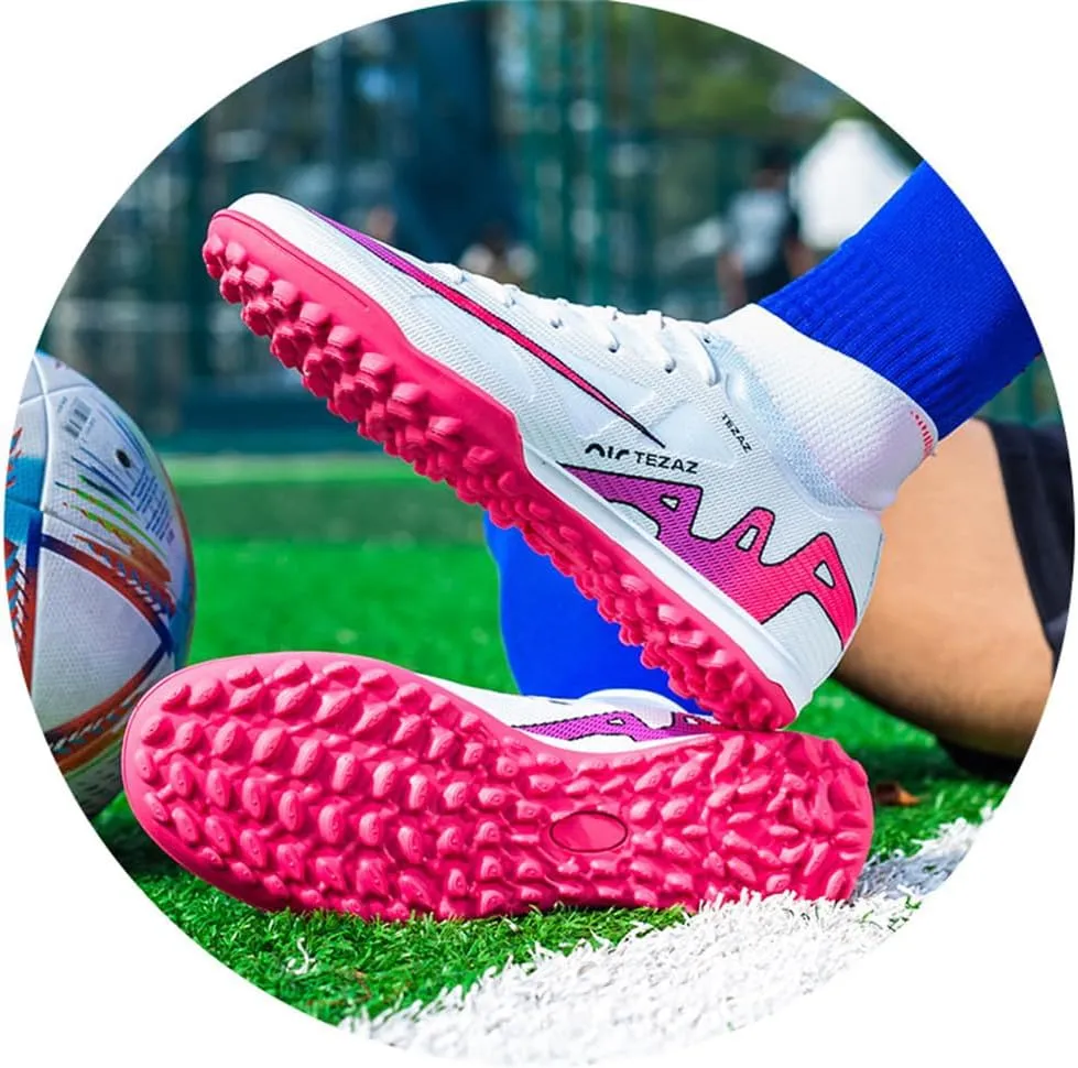 Kids Soccer Shoes Indoor Futsal Turf Big Boys Soccer Cleats Youths TF High-Top Football Boots for Athletic Training