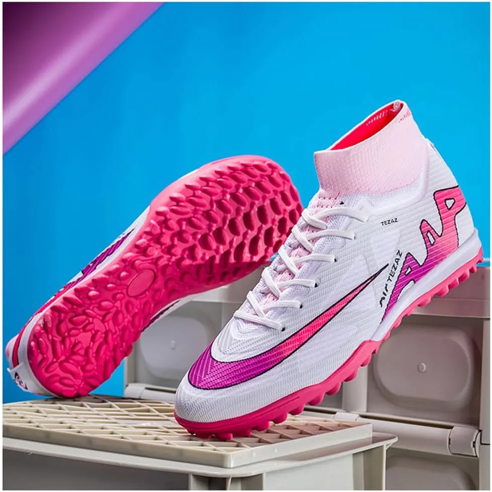 Kids Soccer Shoes Indoor Futsal Turf Big Boys Soccer Cleats Youths TF High-Top Football Boots for Athletic Training
