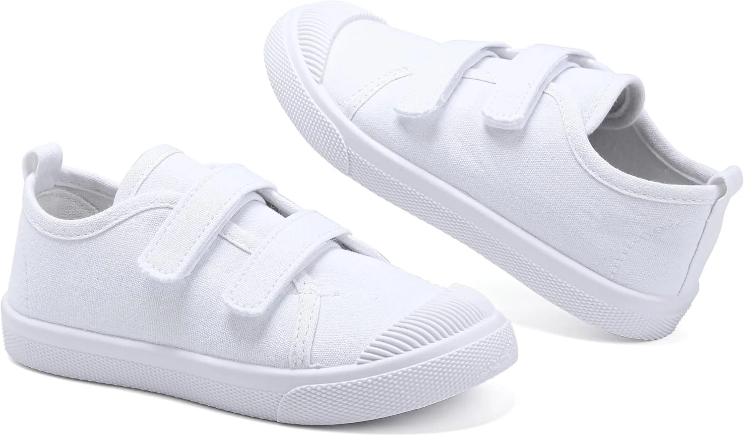 Kids White Shoes Toddlers Canvas Sneakers Slip-on Light Weight Comfortable Causal Running Shoes Skin-Friendly for Boys Girls