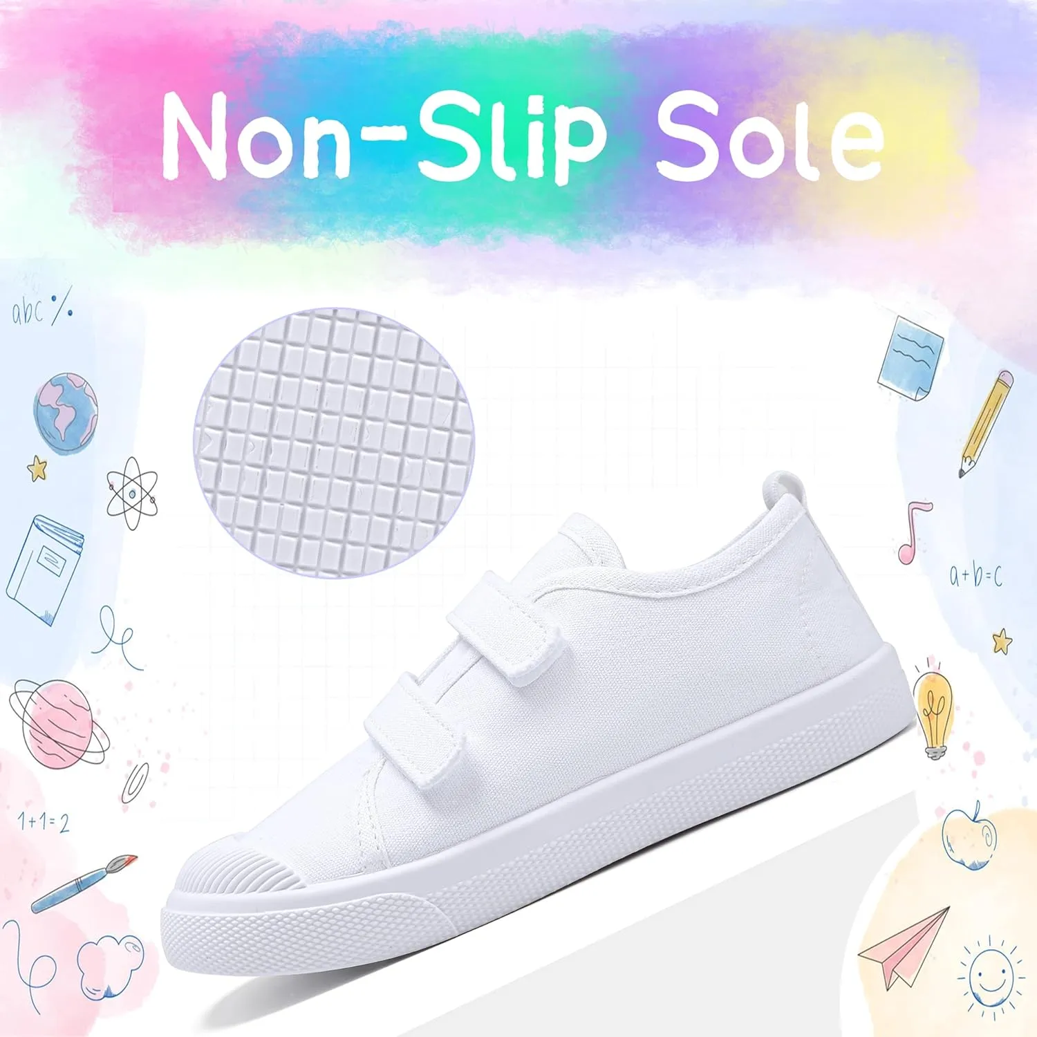 Kids White Shoes Toddlers Canvas Sneakers Slip-on Light Weight Comfortable Causal Running Shoes Skin-Friendly for Boys Girls