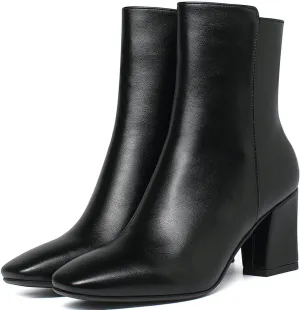 KISSASA Womens GOGO Zipper Ankle Boots Round Toe Low Mid Block Heel Booties