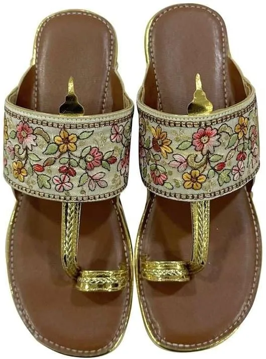 Kolhapuri Chappal For Women's Indian Flat Flip Flop Kolhapuri Sandals For Women Ethnic s Casual Mojaris