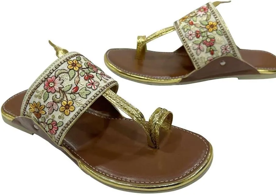 Kolhapuri Chappal For Women's Indian Flat Flip Flop Kolhapuri Sandals For Women Ethnic s Casual Mojaris