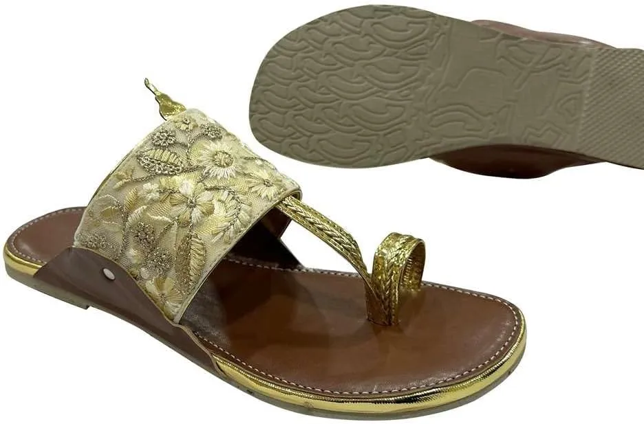 Kolhapuri Chappal For Women's Indian Flat Flip Flop Kolhapuri Sandals For Women Ethnic s Casual Mojaris