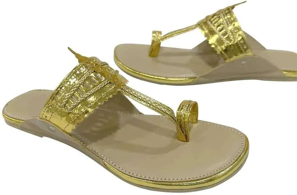 Kolhapuri Chappal For Women's Indian Flat Flip Flop Kolhapuri Sandals For Women Ethnic s Casual Mojaris