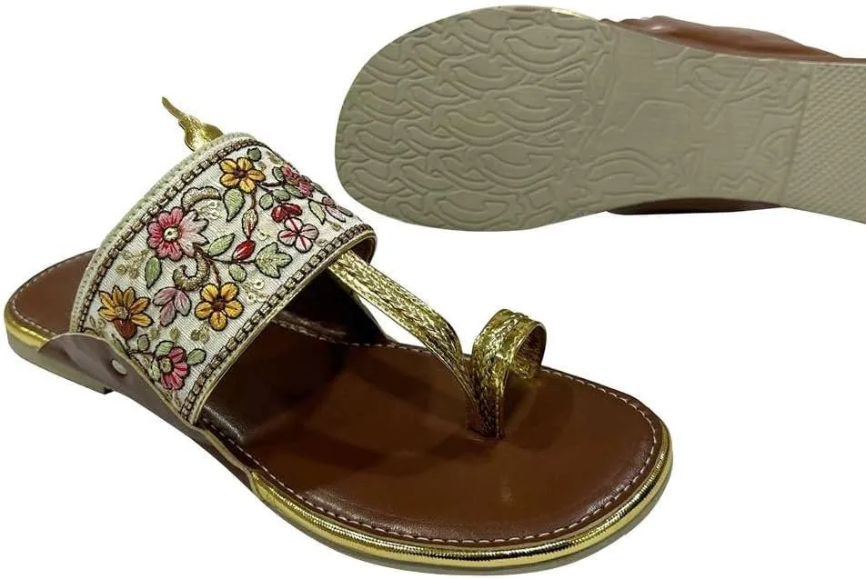 Kolhapuri Chappal For Women's Indian Flat Flip Flop Kolhapuri Sandals For Women Ethnic s Casual Mojaris