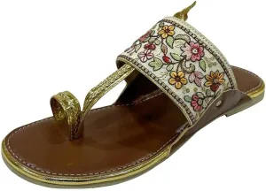 Kolhapuri Chappal For Women's Indian Flat Flip Flop Kolhapuri Sandals For Women Ethnic s Casual Mojaris