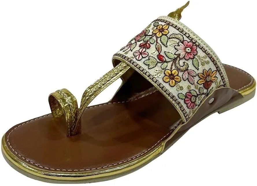 Kolhapuri Chappal For Women's Indian Flat Flip Flop Kolhapuri Sandals For Women Ethnic s Casual Mojaris