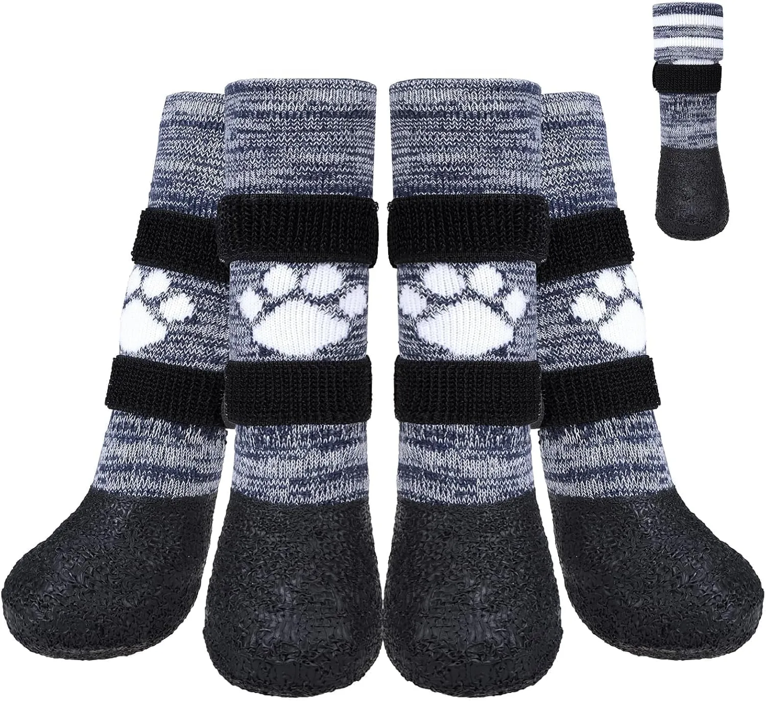 KOOLTAIL Anti Slip Dog Socks to Prevent Licking Paws for Hot/Clod Pavement,Waterproof Long Snow Dog Boots&Paw Protectors with Strap Traction Control for Hardwood Floor for Small Medium Large DogsXL